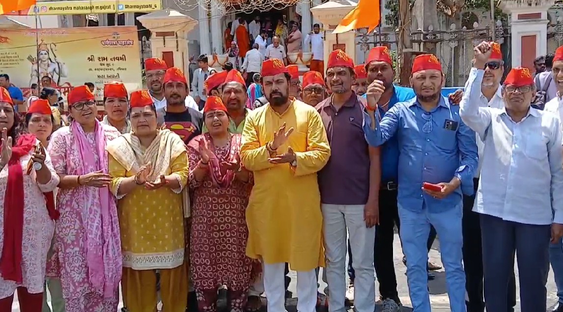કાલાઘોડા સર્કલ પાસે રામ મંદિરમાં ભક્તોની ભારે ભીડ