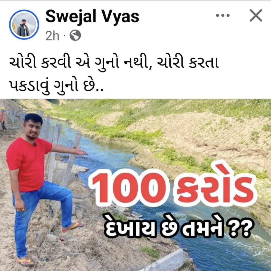 વિશ્વામિત્રી પ્રોજેક્ટમાં પ્રજાનાં 100 કરોડનું ધોવાણ, યોગ્ય  કામગીરી જ ના થઇ હોવાનો સ્વેજલ વ્યાસનો આરોપ