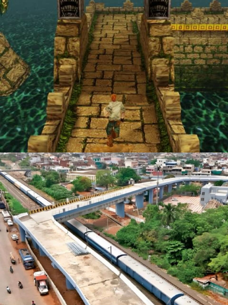 ખતરનાક 90 ડિગ્રી વળાંક વાળો અદભુત રેલવે ઓવરબ્રિજ