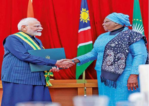 નરેન્દ્ર મોદીને નામીબિયા દેશે સર્વોચ્ચ નાગરિક એવોર્ડથી સન્માનિત કર્યા