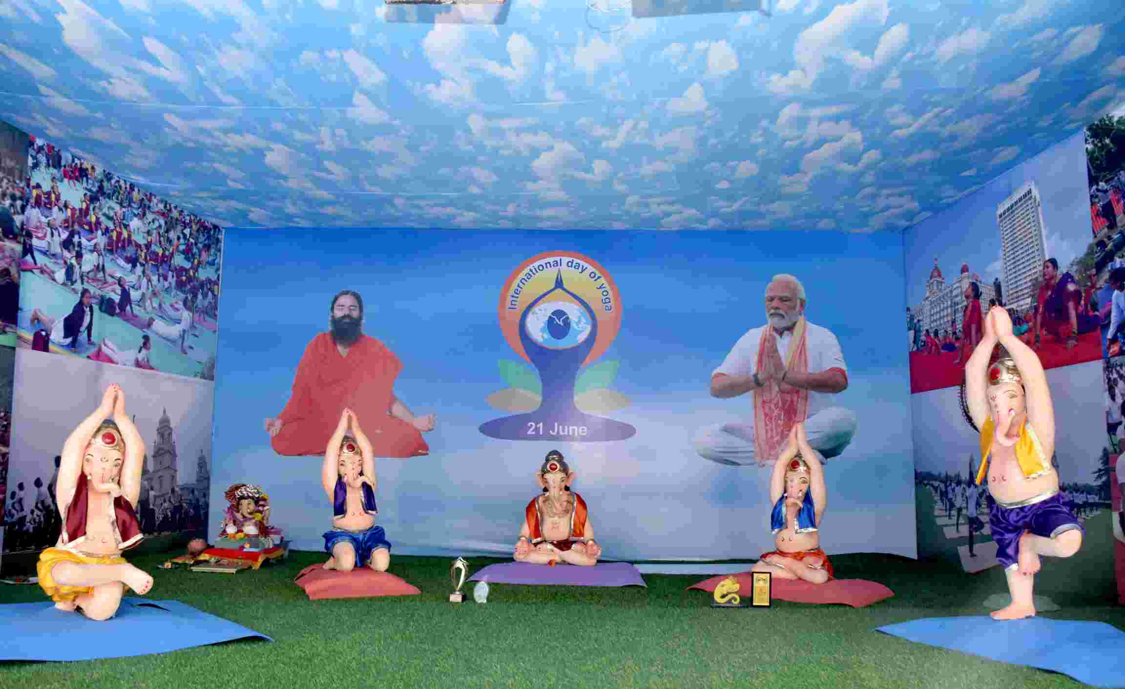 વડોદરાના પંડાલોમાં યોગ મુદ્રામાં ગણેશજી બન્યા આકર્ષણનું કેન્દ્ર