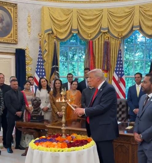ટ્રમ્પે વ્હાઈટ હાઉસમાં દિવાળીની ઉજવણી કરી: મારા તરફથી ભારતીયોને દિવાળીની શુભકામનાઓ