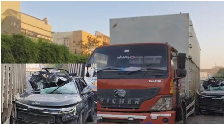 આઈસર ટ્રક અને કિયા કાર વચ્ચે જોરદાર ટક્કર: 23 વર્ષીય યુવાનનું ઘટનાસ્થળે જ મોત 