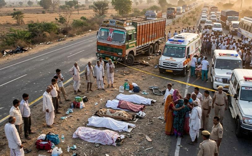 પદયાત્રીઓના સંઘને અડફેટે લેતા એક જ પરિવારના 7 સભ્યોના મોતથી માતમ 