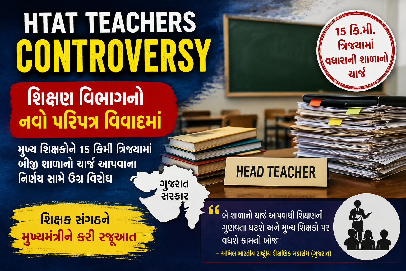 પરિપત્રને લઈને શિક્ષણ ક્ષેત્રમાં વિવાદ: HTAT સંઘે ઉઠાવ્યા પ્રશ્નો