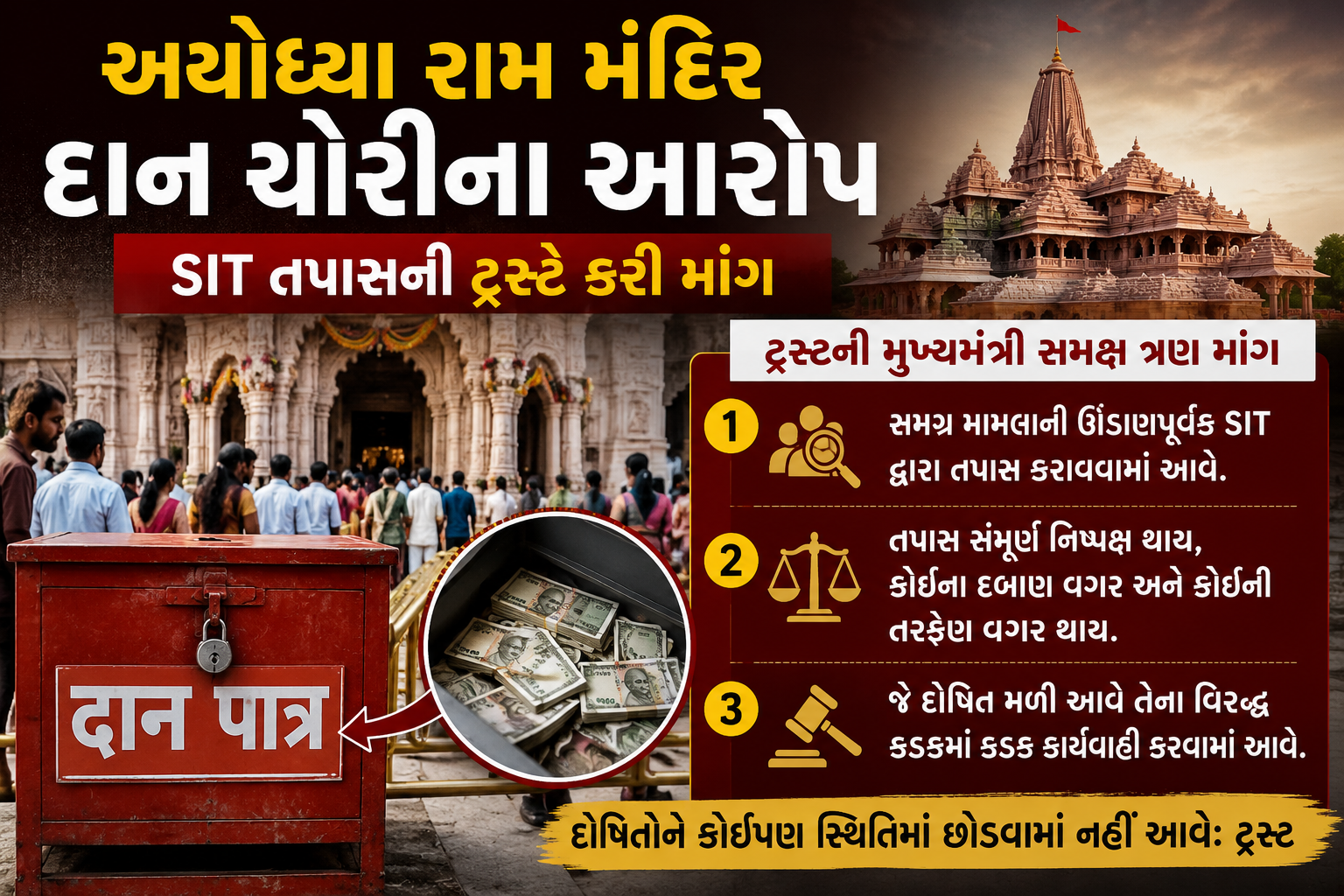 અયોધ્યા રામ મંદિરમાં દાન ચોરીના આક્ષેપો: ટ્રસ્ટ સામે SIT તપાસની ઉઠી માંગ