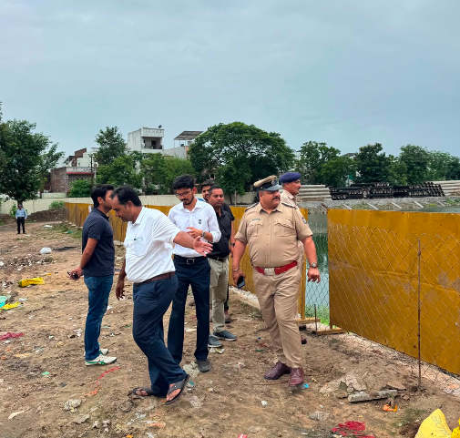 દશામા-ગણેશ વિસર્જનને લઈ તંત્રની તૈયારીઓ કોઠિયા તળાવની સ્થળ મુલાકાત