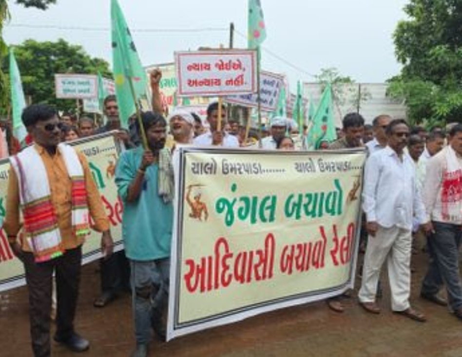 ઉમરપાડામાં જંગલ જમીન દબાણ મુદ્દે આદિવાસીઓમાં આક્રોશ, 2 હજાર લોકોની રેલી